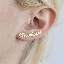 Пользовательские имя серьги для женщин Персонализированные ювелирные изделия из нержавеющей стали розовое золото письмо серьги-гвоздики лучший друг подарок