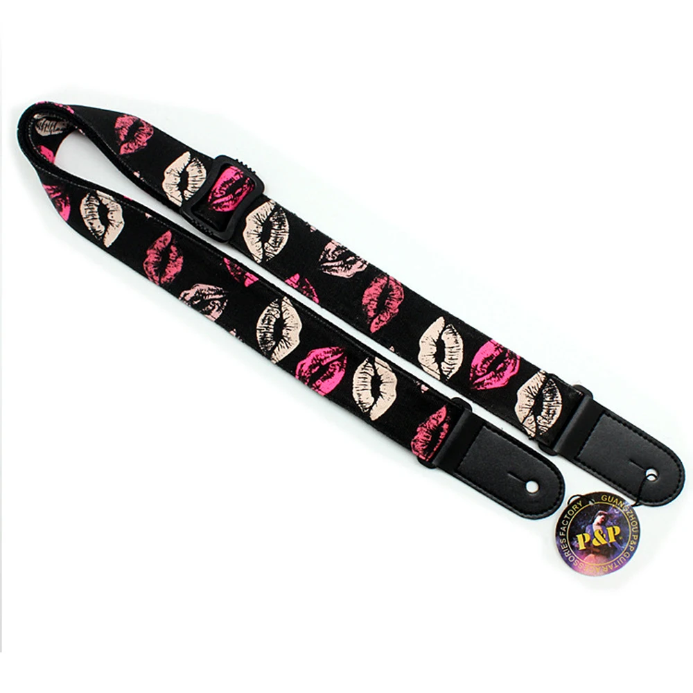 Pink Kiss Cotton Ukulele Strap Small Acoustic Guitar Folk Guitar Strap