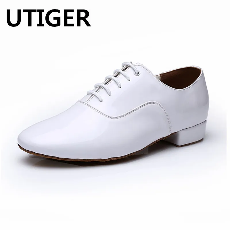 

Men Boy Modern Dancing Shoes Male Black White Latin Ballroom Dance Shoes Low Heel 2.5cm Suede sole Salsa Social Dance Shoes