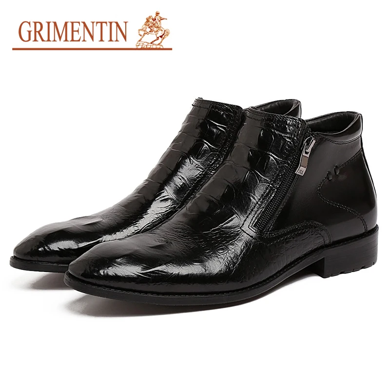 GRIMENTIN 2018 Hot Sale Luxury Winter Alligator Designer Ankle Mens Boots Genuine Leather Luxury ...