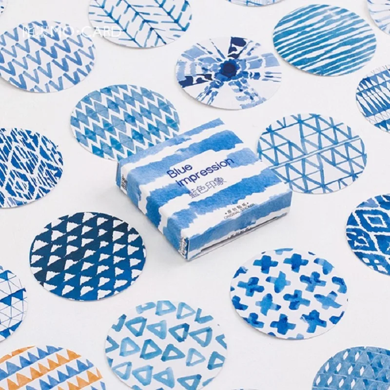

45 pcs/pack Blue Impression Paper Label Stickers DIY Scrapbooking Crafts Decorative Diary Sticker Paper Stationery New Gifts