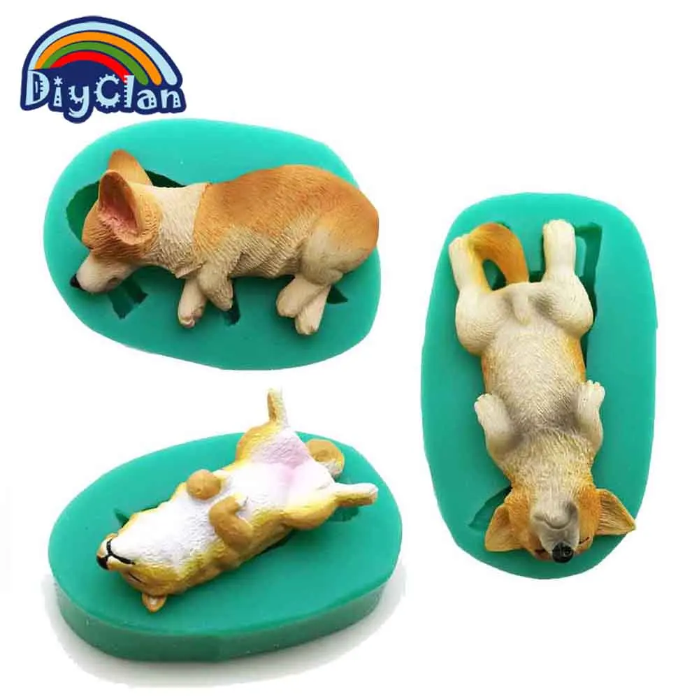 

New 3 style Simulation dog modeling silicone fondant cake decorating tools candy form chocolate molds sugar craft clay mould