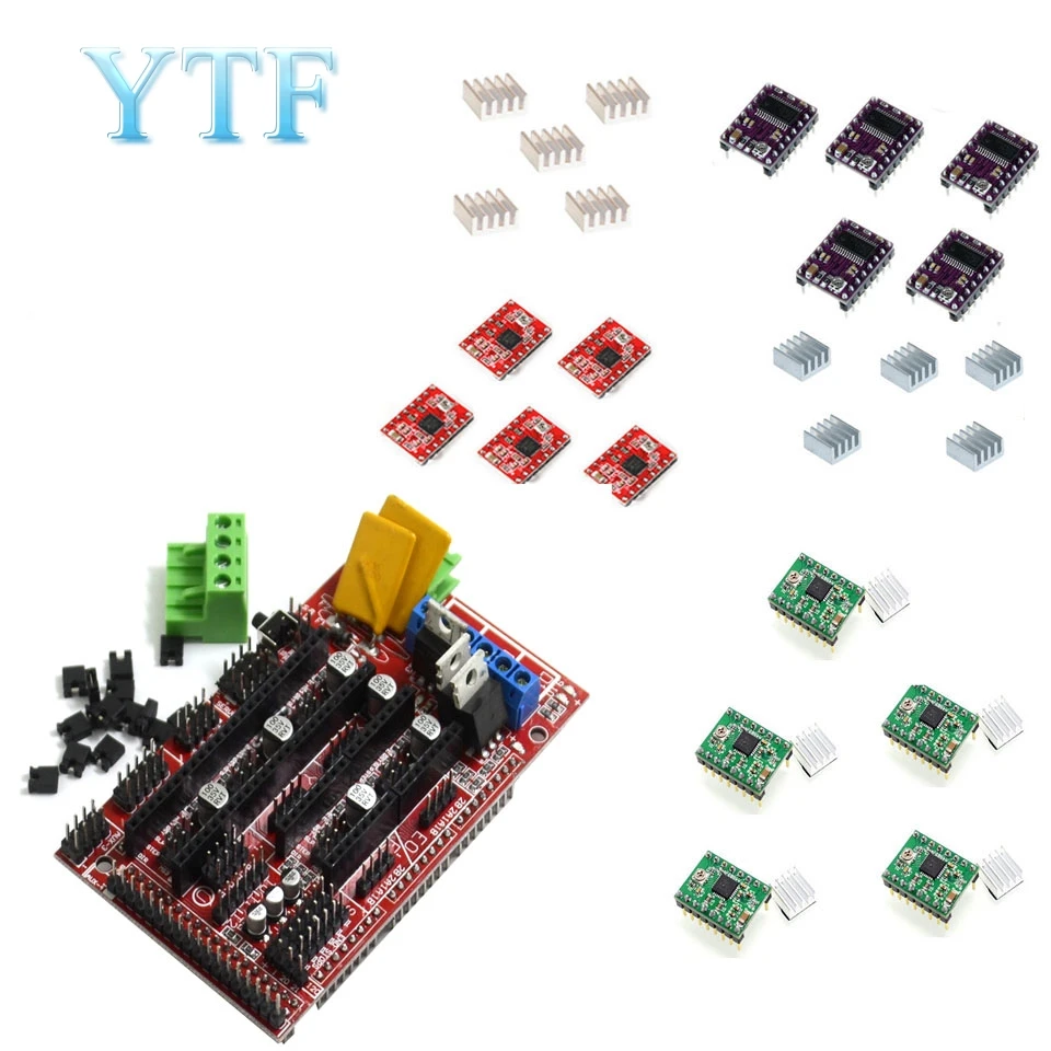 1 шт. RAMPS 1,4 панель управления 5 шт. DRV8825 или A4988 шаговый двигатель привод 3d части принтера