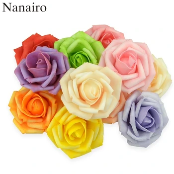 

100pcs 7cm Dyeing Artificial PE Foam Rose Flower Head For Home Wedding Decoration DIY Scrapbooking Kiss Balls Craft Fake flowers