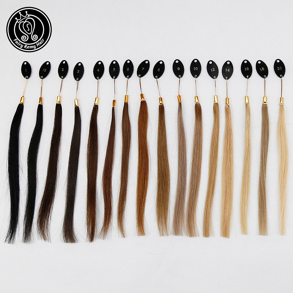 Fairy Remy Hair 100% Remy Human Hair Color Rings/ Colour Charts 26 Colors Available Can Be Dyed For Salon Sample Free Shipping