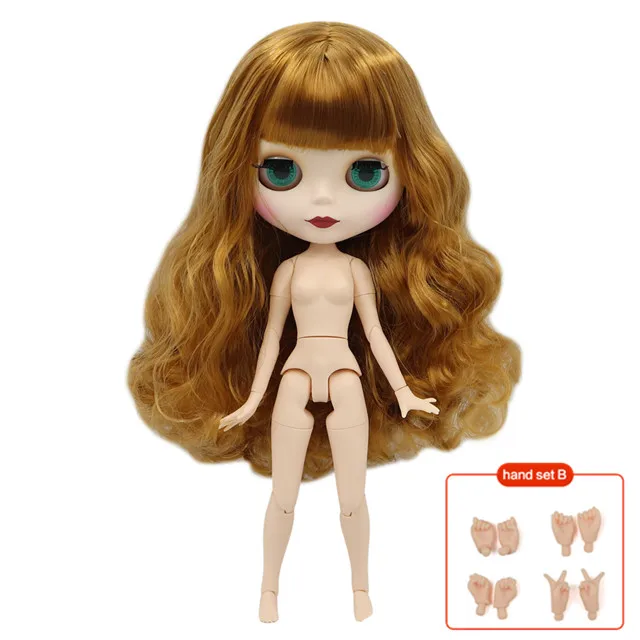 Ледяная фабрика blyth кукла NO. BL0635 индивидуальные обнаженные куклы с коричневыми волосами jiont тело для 1/6 BJD кукла для девочки подарок - Цвет: with hand B