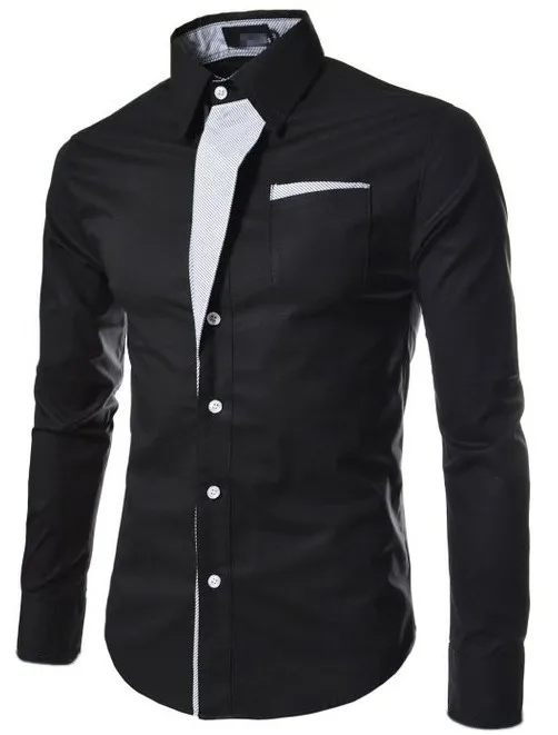 Мужские рубашки Camisa Masculina, рубашка с длинным рукавом, Корейская тонкая дизайнерская официальная повседневная мужская рубашка - Цвет: Черный