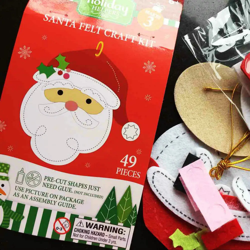 1bag Non woven santa claus craft kits Fabric crafts Chrismtas tree hanger Early learning educational toys Xmas ornament OEM | Игрушки и