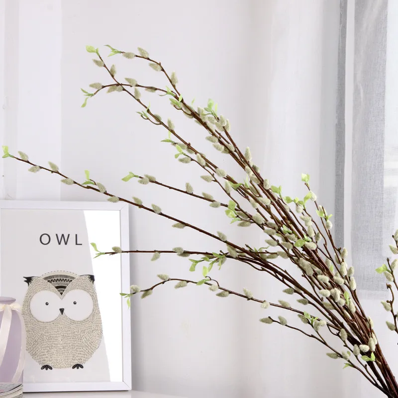 Flone Artificial Silver Willow Fruit Simulation Plant Tree Branch Silver Willow Flower Wedding Home Party Decor Art Arrangement (1)