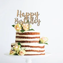 Деревянный Топпер для торта «С Днем Рождения» украшения белый/черный/Глод/серебро Цвет акриловый торт Топпер Стенд подарок поставки счастливый