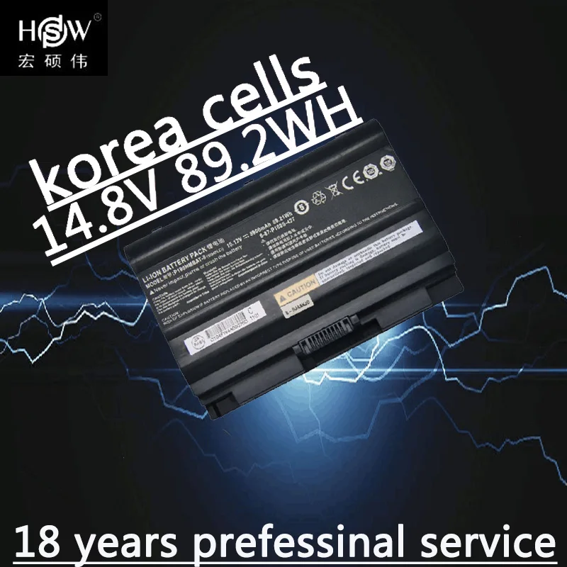 

HSW 14.8V 89.2WH Battery F0r CLEVO Terrans Force earth P180S 6-87-P180S-427,P180HMBAT-3,P180HMBAT-8 bateria akku