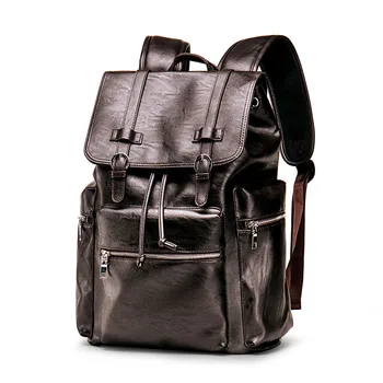 

man back bag men retro backpack black leather travel satchel big rucksack boys shoulder bag for the school mochila mujer laptop