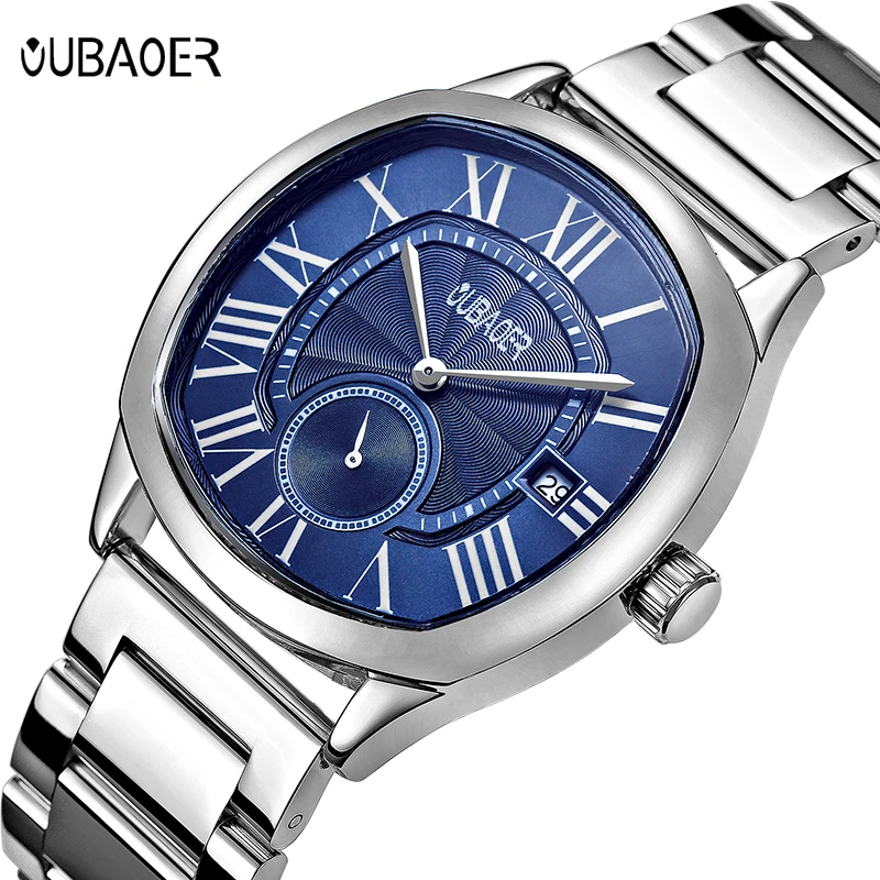 

OUBAOER Original Business Watch Men Top Brand Luxury Quartz Wristwatch Stainless Steel Clock Relogio Masculino Erkek Kol Saati