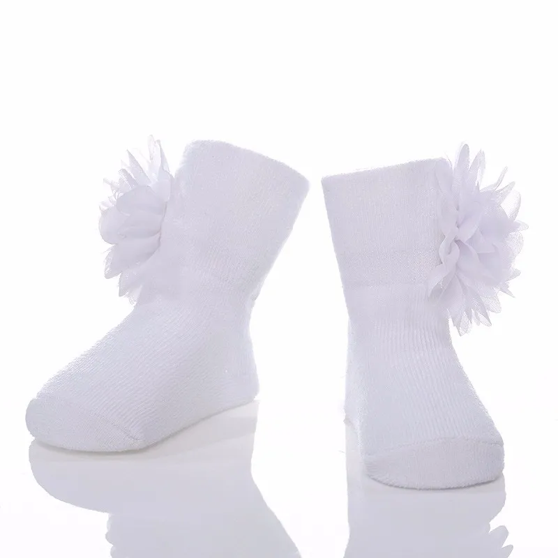 Cotton Baby Girls Socks 0-12 Months Infant Sock Full Moon Gifts Autumn Winter Newborn Socks Chiffon Flower Toddler Accessories  (11)