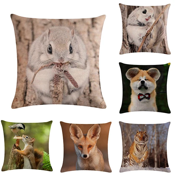 

45*45cm Forest King Tiger Animal Pattern Cuddle Cushion Cover Suitable for Home Decoration Square Comfortable Sofa Pillowcase