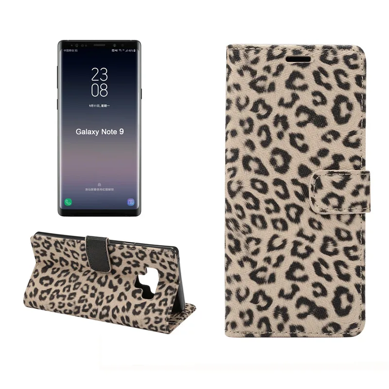 

Leopard pattern PU Leather case for Samsung note 9 flip stand cover card slot wallet case TPU cover for samsung note 9