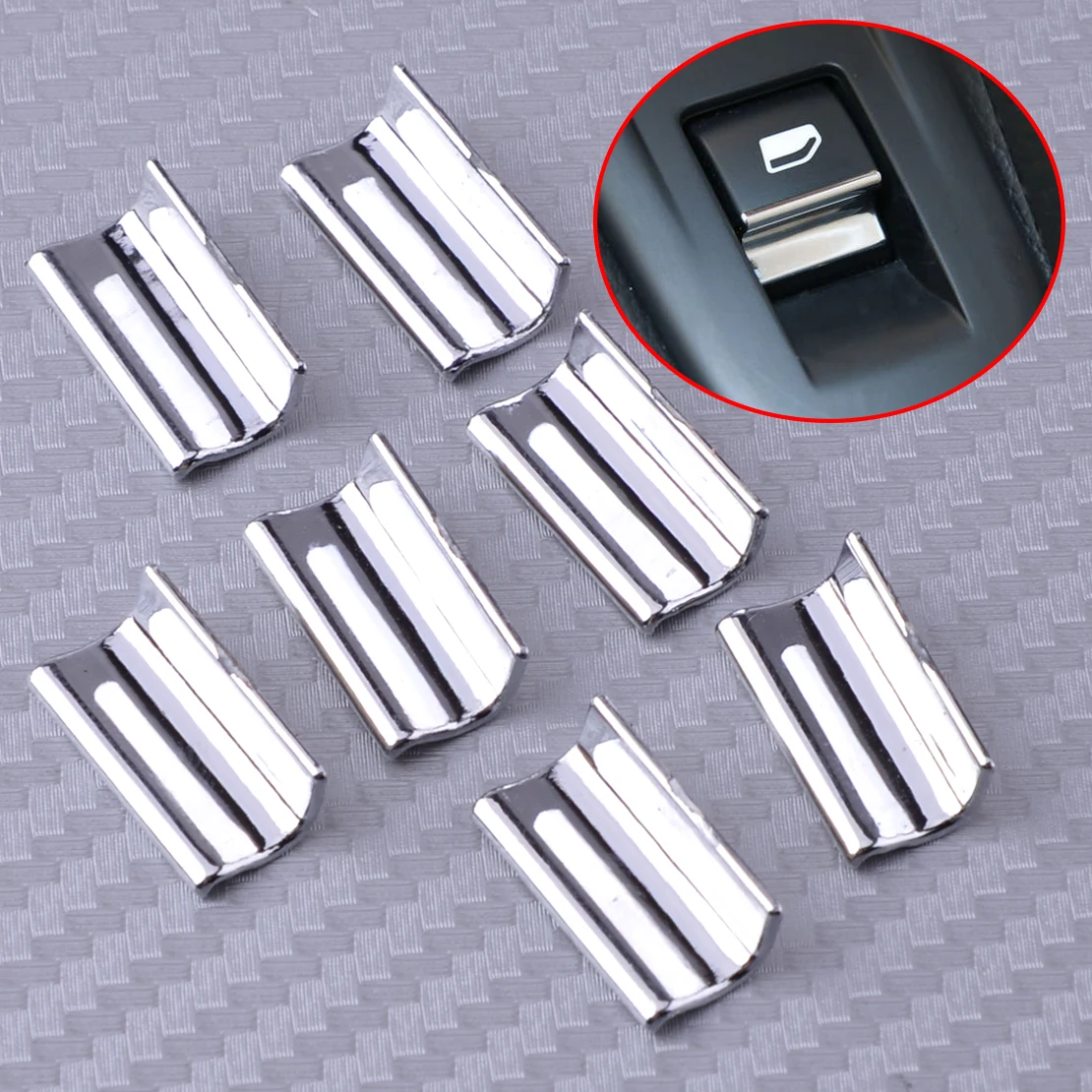 

CITALL 7Pcs Car Chrome ABS Indoor Door Window Lift Button Switch Trim Fit for Peugeot 308 3008 2014 2015 2016 2017 2018 2018