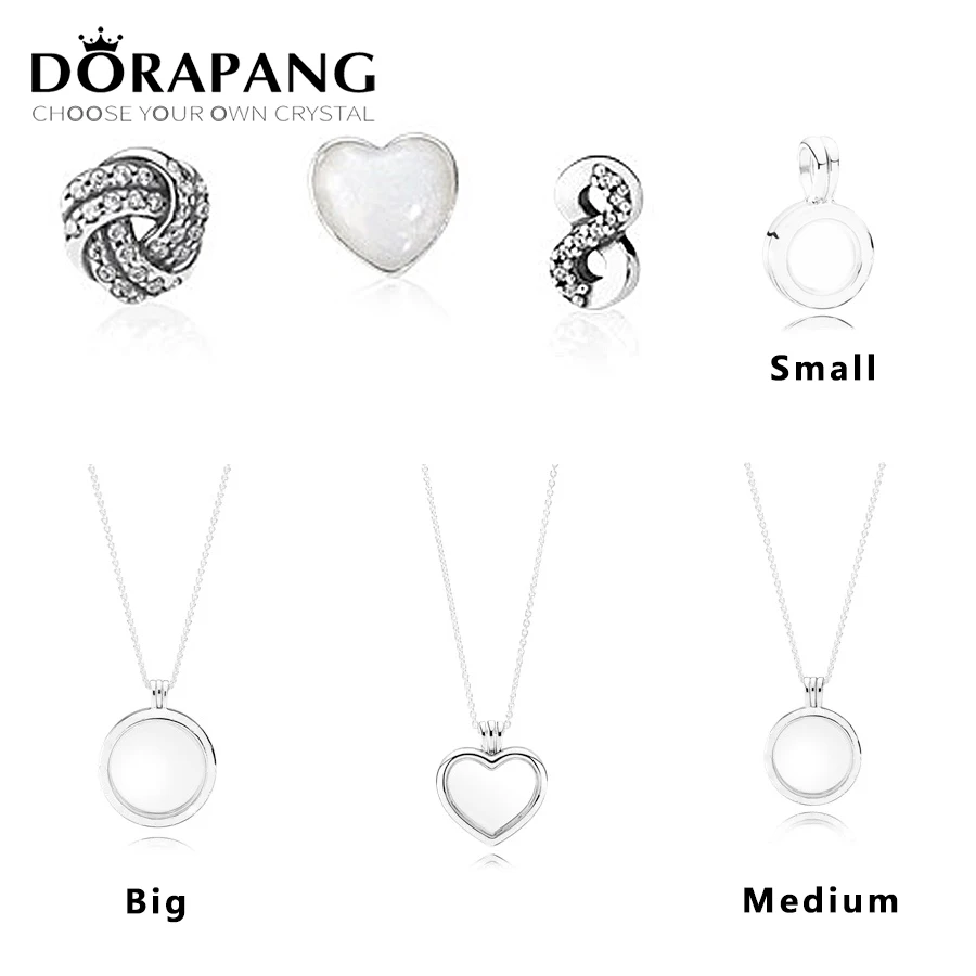 

DORAPANG 925 Sterling Silver Pendant Magnetic DIY Chain Memory Floating Locket Hallowmas heart-shaped Charms Necklace jewelry