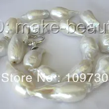 Ювелирные изделия 00590 потрясающий большой барокко белый кеши возрождается пресноводные жемчужные ожерелья