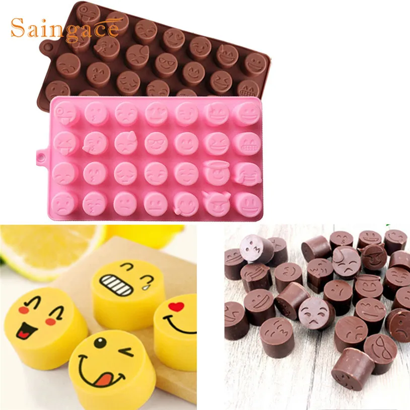 

SAINGACE Chocolate mold Funny Face DIY Silicone For Cake Chocolate Sugar Candy Soap Baking Mold U70413