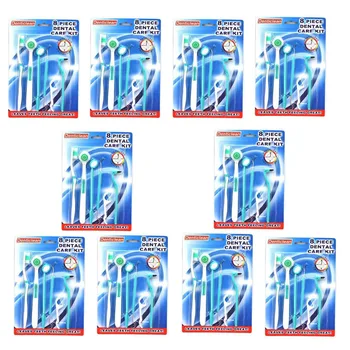 

Lot 10 pack 8 in 1 Dental Care Tooth Brush Kit Floss Stain Tongue Picks Teeth Denticlean with Retail Package Better for Travel