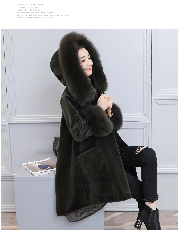 HANZANGL женские меховые пальто из искусственного меха новая зимняя куртка с капюшоном из лисьего меха теплое длинное пальто размера плюс S-3XL