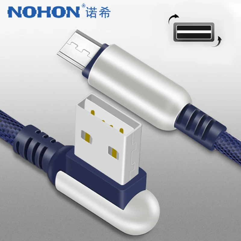 

NOHON L-Shape Micro USB Android Fast Charging Cable For Xiaomi Redmi Note 4 4X Samsung S6 S7 Huawei Mobile 2A Charger Cables 1M