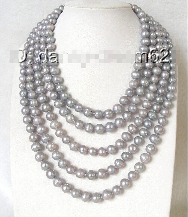 

Free shipping@@@@@ CLASSIC 100" 10mm gray natural freshwater pearls necklace a0798