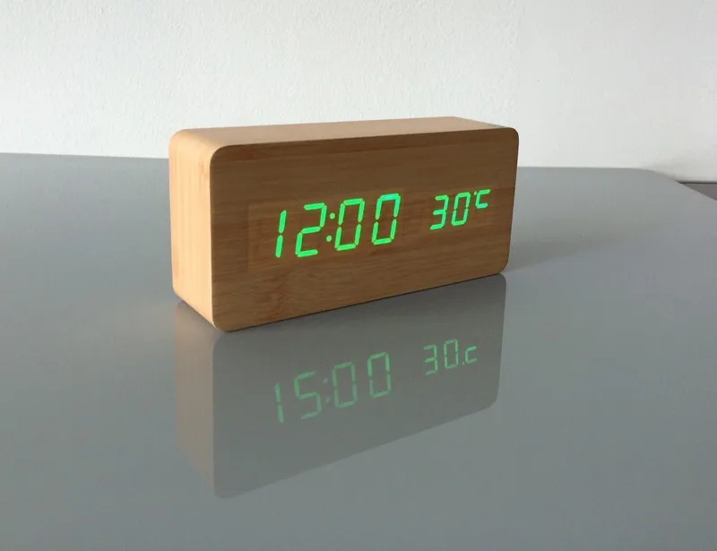 Деревянные часы, цифровые часы, электронные часы и стоимость Multi-цвет FiBiSonic будильник с термометром