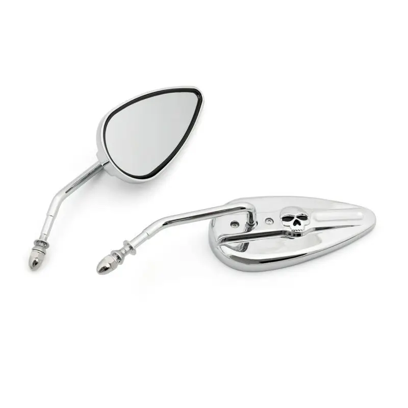 Chrome Willie G Skull Teardrop Mirrors For Harley Davidson '82 later