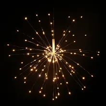 80LED Hanging Starburst Fairy Lights Battery LED Fireworks Copper Wire String Lights Remote controlled Christmas lights outdoor