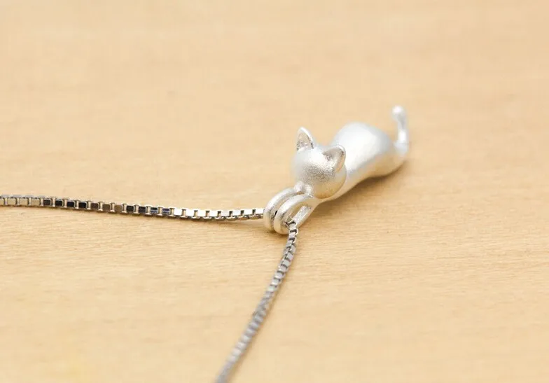Silver Color Necklaces Cats Pendants&Necklaces Necklace Fine Jewelry Colar de Plata VNS8006