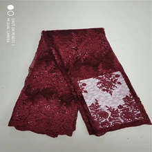 

2018 Latest Wine Tulle Lace Fabric High Quality African Lace Fabric lace material For bridal lace Ribbon K4-1