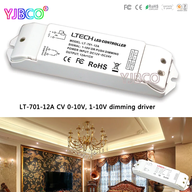 

LTECH Free shipping LT-701-12A CV Constant voltage 0/1-10V Dimming Driver PWM or push button 12A*1CH MAX 12A for led strip