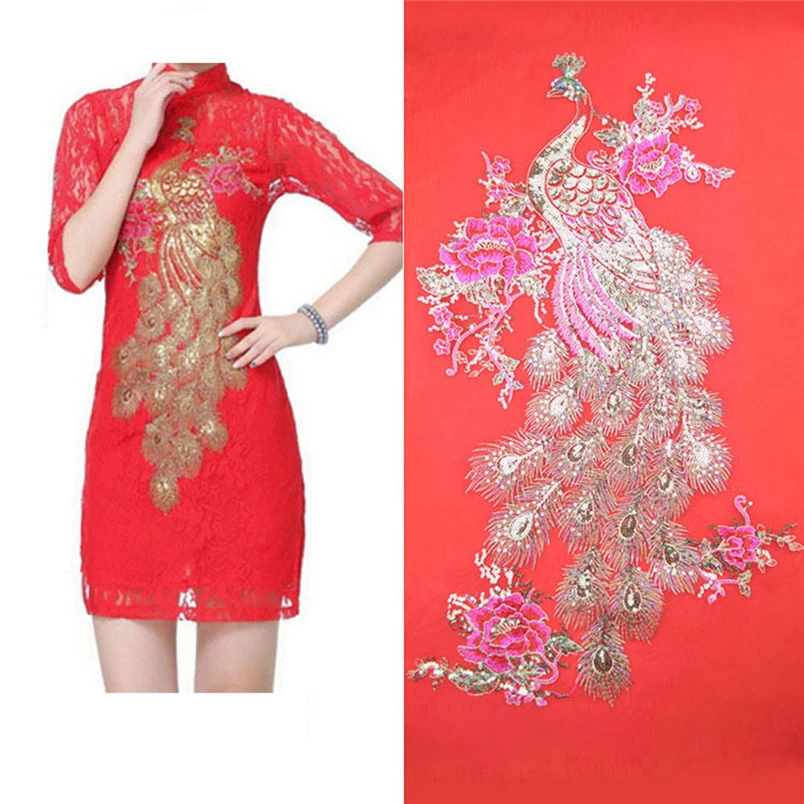 

fashion style patch thermocollants vetement DIY Blossom Peacock Applique Clothing Embroidery Patch Sticker Iron Sew Cloth*30