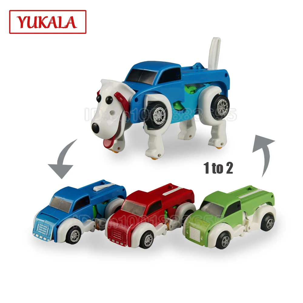 Новая автоматическая деформации автомобиля Собака Игрушка 14,5*6*10 Автоматическая деформации собака в автомобиле для детей подарок для