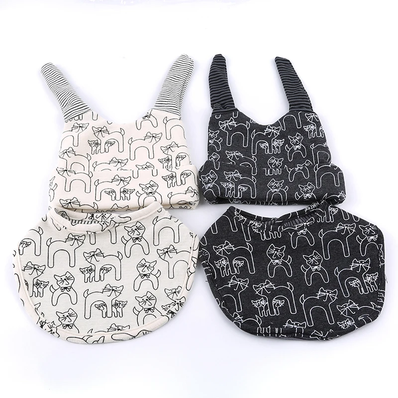 

2Pcs/Set New Baby Hat & Bib Cotton Kid Hat Bibs Cute Cartoon Cat Cap+Triangle Towel Saliva Boys Girls Spring Autumn Hedging Cap