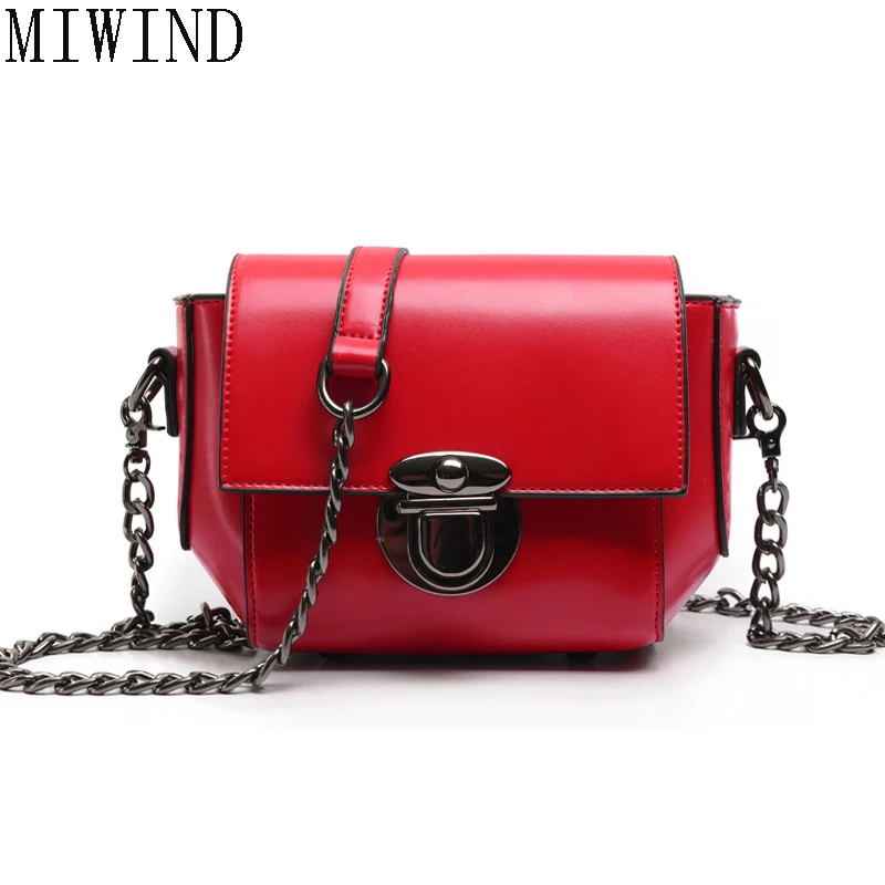 

MIWIND Women Messenger Bags High Quality Pu Leather Fashion Chain Shoulder Bag Ladies Girls Handbags Crossbody Bags TBB653