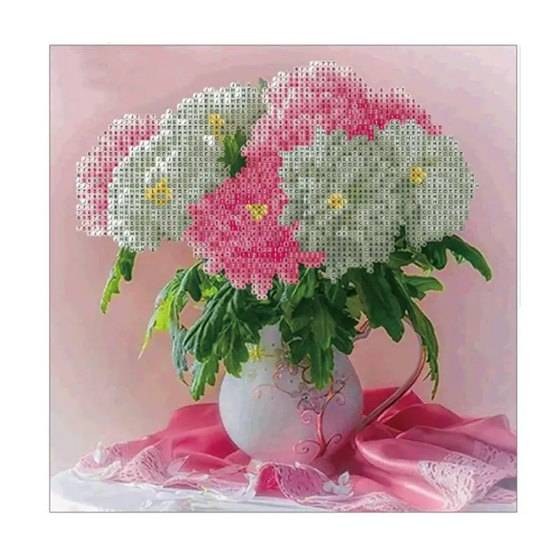 

5D DIY Diamond Embroidery Painting of Chinese Rose Handmade Wall Decoration Cross Stitch Printing Craft Kits without Frame