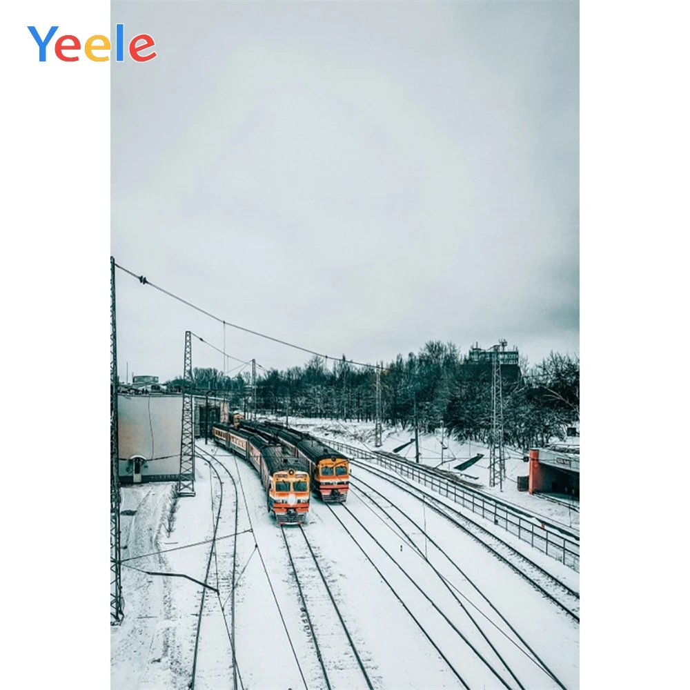 

Yeele Winter Landscape Photozone Trees Rail Trains Photography Backdrops Personalized Photographic Backgrounds For Photo Studio