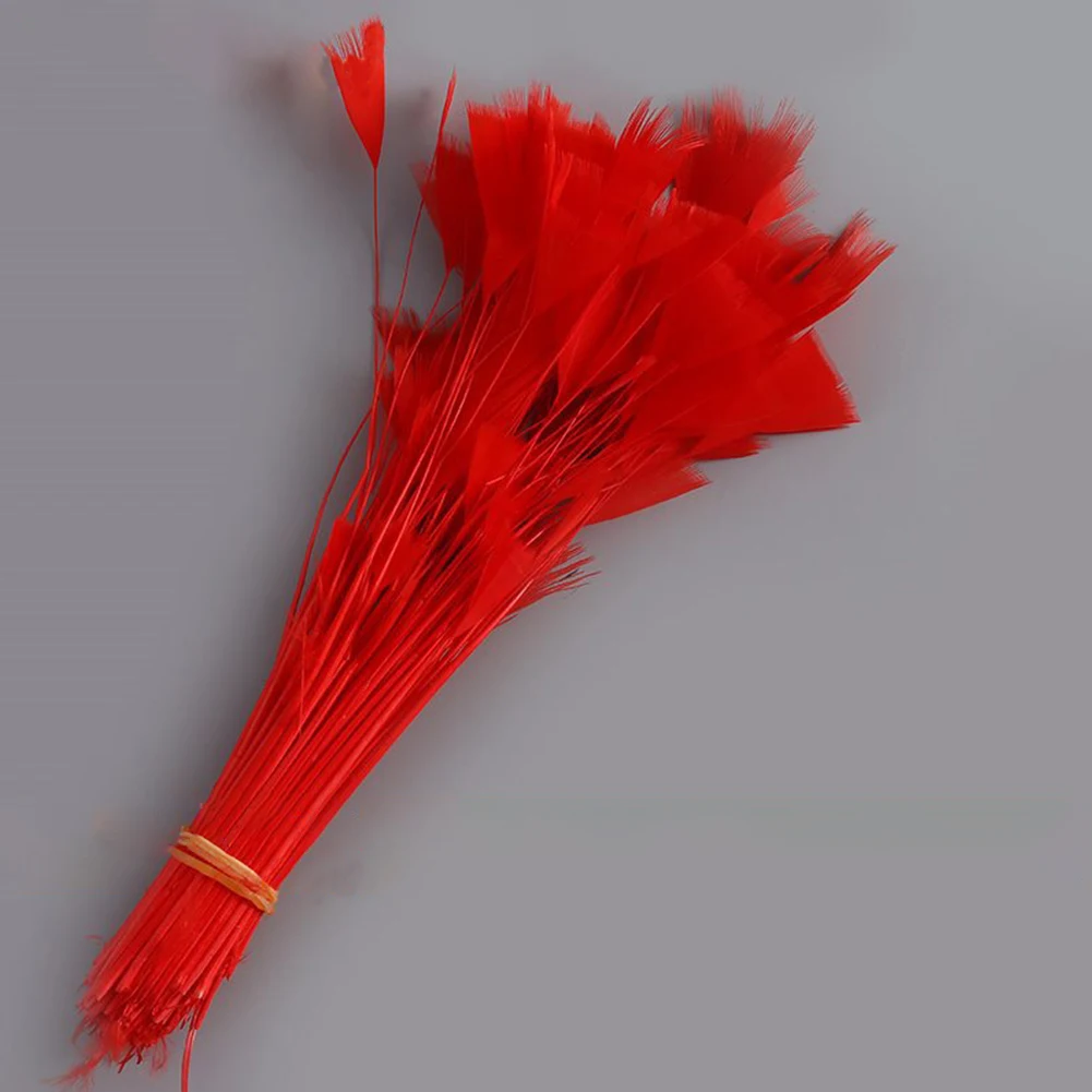100 шт. ремесленничество с перьями из хвоста петуха ленты Сделай Сам Костюмы Шапки окантовкой; вечерние Coque шляп украшение курица практичный - Цвет: Красный