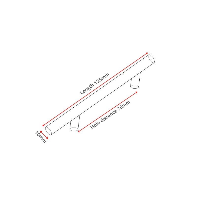 KAK "~ 24" ручки из нержавеющей стали Диаметр 10 мм дверца кухонного шкафа Т-образная прямая ручка вытяжные ручки мебельная фурнитура - Цвет: 76mm