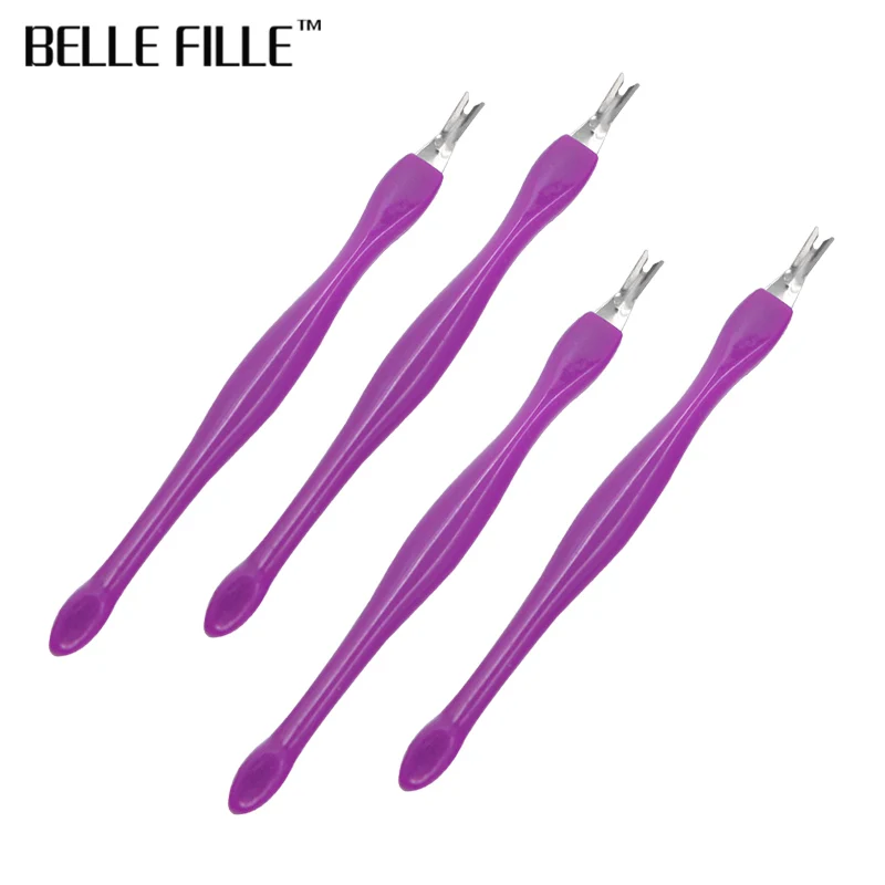 Belle fille 4pcs Random color Stainless Steel Cuticle Pusher Nail Art Manicure Tool For Trim Dead Skin Fork | Красота и здоровье