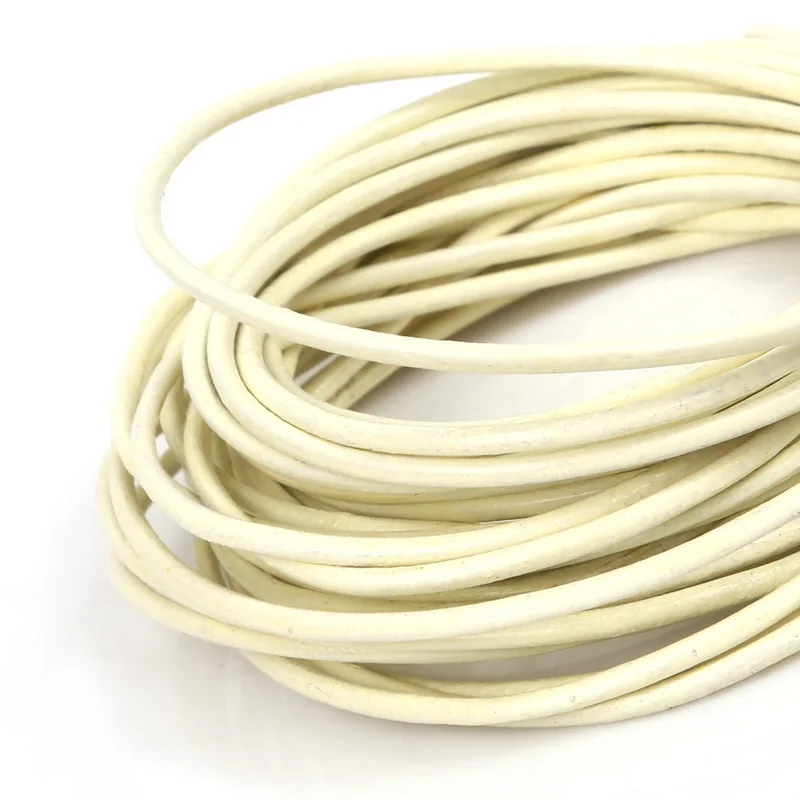 2 мм 5 м многоцветные шнуры из натуральной кожи Ювелирные изделия веревочный шнур для шнур кожаный DIY ювелирных изделий - Цвет: Ivory