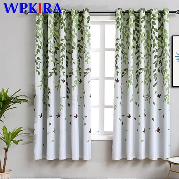 

Modern Printed Forest Birds Short Cloth Curtain For Bedroom Living Room Window Screen White Curtain Kitchen Drapes Hot PC026D3
