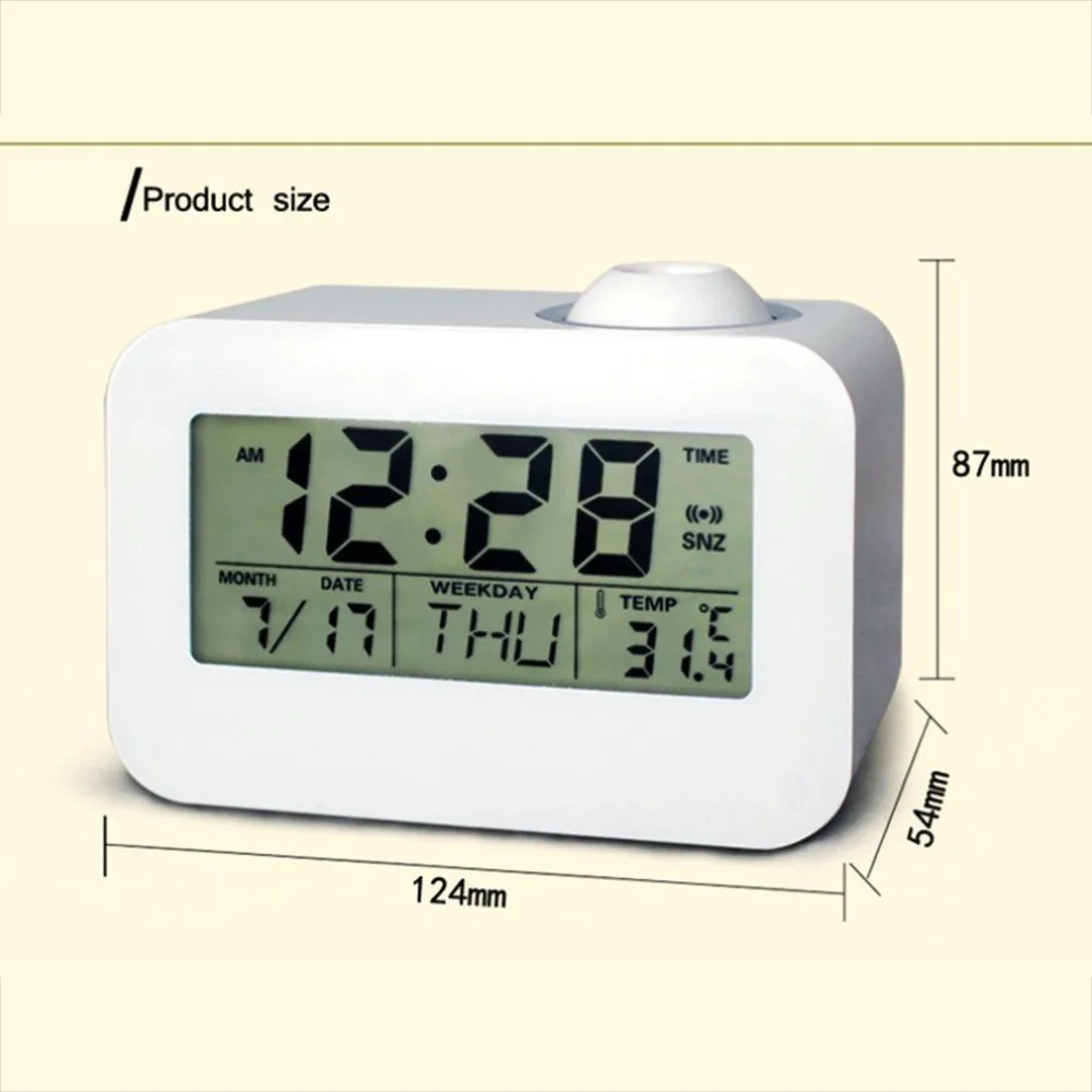 LCD Projection Clock Electronic Desk Table Bedside Alarm Clock With