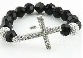 Trendy Wholesale - Mix10pcs Sideways Cross Bracelets Beaded Stretched Ways Bracelet bangle Religious J | Украшения и аксессуары