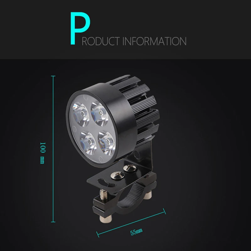 Светодиодный фонарь для мотоцикла, 12 В, водонепроницаемый, Круглый, наружный, четыре шарика, белый свет, фара, аксессуары для мотоциклов