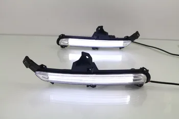 

eOsuns white led drl daytime running light + yellow turn signal + blue night light for Kia K2 rio 2015-16