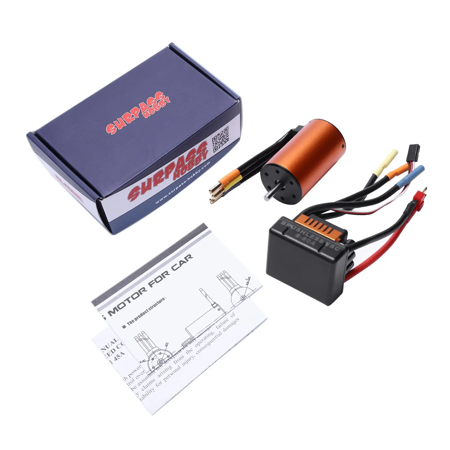 SURPASS HOBBY 3660 4300Kv Бессенсорный бесщеточный двигатель с 80A Esc для 1/10 Rc ралли автомобиля